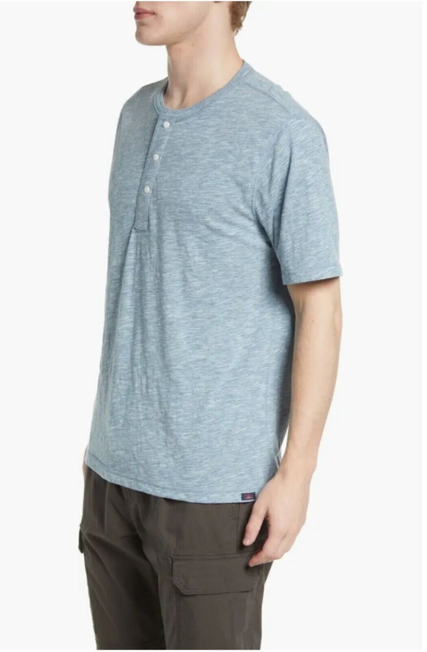 Faherty Heathered Henley Tee Cotton Blend Short Sleeve Size XL